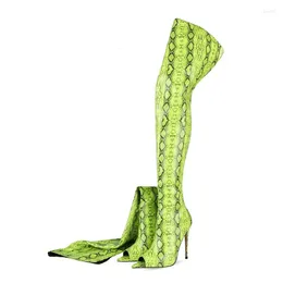 Boots Peep Toe Over The Knee Women Fluorescent Patent Leather Thigh High Zipper Fashion Style Spring Autumn Long