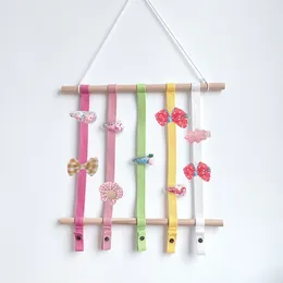 Decorative Figurines Girls Bow Holder Hair Accessories Organiser Wooden Clips Hanger Hairpin Hairband Storage Pendant Wall Ornaments