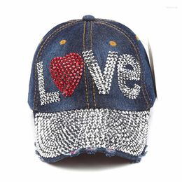 Ball Caps Fashion Denim Vintage Baseball Good Quality Rhinestone Cap Hip Hop Love Letter Snapback Hats For Men And Women