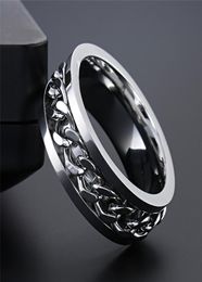Modyle New Fashion Punk Vintage Stainless Steel Rotatable Men Ring High Quality Spinner Chain Men Jewelry for Party Gift5655438