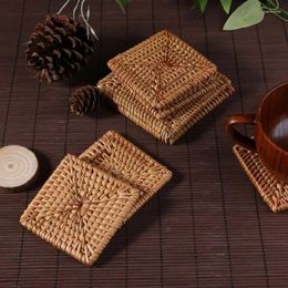 Table Mats Handmade Rattan Mat Placemat For Kungfu Tea Coffee Drinks Pot Cushion Pa Drop