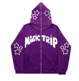 Mens Hoodies MAGIC TRIP Print Star Y2k Gothic Couple Harajuku Elegant Large Full Zip-up Pullover Women Funny Cute Girls Boy Net Chic Hoodie 240412