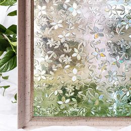 Window Stickers 3D Static Decorative Privacy Flower Pattern Films Self-adhesive Anti UV Rejection Heat Control Glass