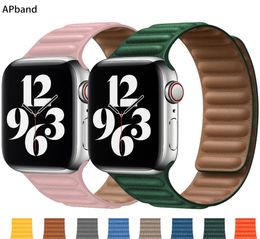 Leather Link for Apple Watch Band 44mm 40mm 38mm 42mm Watchband Original Magnetic Loop Bracelet IWatch Seires 3 5 4 6 SE Strap1450263