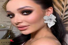 Dangle Chandelier GODKI Luxury Big Flower Blossom Cubic Zirconia Drop Earrings For Women Fashion Engagement Party Jewellery Pendie383279288