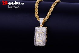 Pill Bottle Necklace IcedOut Material Copper Cubic Zircon Double Colour Men Hip Hop Rock Street Jewellery Pendant With Rope Chain2414953