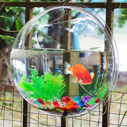 3D Acrylic Fish Bowl Plant Pot Wall Mounted Hanging Aquarium Transparent Fish Tank Flower Plant Vase Home Decoration
