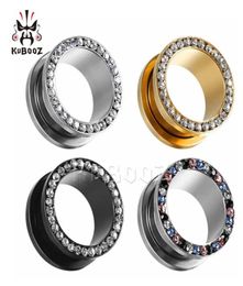 KUBOOZ Stainless Steel Set Diamond Ear Plugs Tunnels Body Jewelry Earring Piercing Gauges Stretchers Expanders Whole 3mm to 165635979