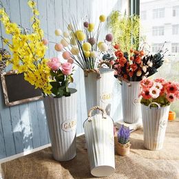 Vases Metal Flower Pot Bucket For Home And Garden
