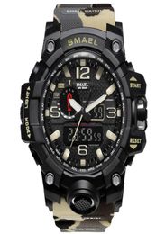 top Brand luxury Men Dual Time Camouflage Military Digital Watch LED Wristwatch 50M Waterproof 1545BMen Clock Sport Watch7292689