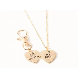 Pendant Necklaces 2Pcs Friendship Love Heart Necklace Key Chain Owner And Dogs Letter I My Dog Jewellery Drop Delivery Pendants Dhbwa