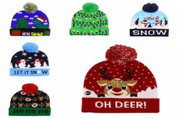 Christmas Knitted Hats LED Kids Baby Winter Warmer Beanies Crochet Cartoon Caps Party Decor Xmas gift 10 styles 20197684469