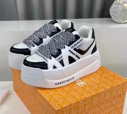 Casual Shoes Buy European American Brand 's 2024 Thick Sole Snatch Black White Low Top Sneakers Designer