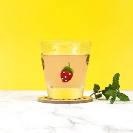 Wine Glasses Ins Cute Strawberry Cup Summer Home Nordic Style Breakfast Milk Juice Glass Heat Resistant Transparent Water