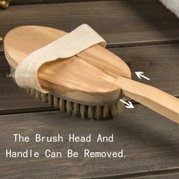 Accessories Bath Tools 1Pc Wooden Detachable Long Handle Shower Body Brush Bathing Massage Back Exfoliating Bathroom Wash 240415