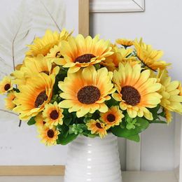 Decorative Flowers 1Pcs Fake Sunflower Artificial Outdoor Decoration Birthday Bedroom Wedding Flower