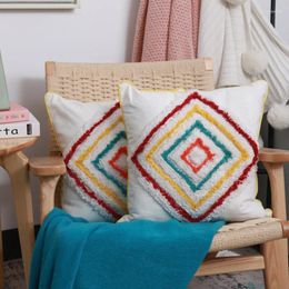 Pillow Colour Geometric Tufted 45x45cm Throw Sofa Bedside Home Furnishing Decoration American-Edged Co