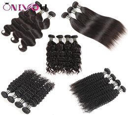 10A Peruvian Straight Virgin Human Hair Weave Extensions Body Wave Deep Kinky Curly Hair Bundles 3 or 4 Bundles per lot Natural Bl9222932