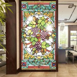 Window Stickers Frosted Privacy Film Stained Glass European Church Style Colorful Shower Bathroom