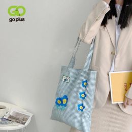 Bag GOPLUS Women's Handbags Blue Flower Shoulder Female 2024 Large Capacity Shopping Cotton