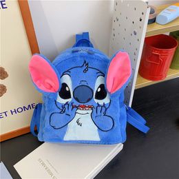 New spoof alien dog backpack, dark blue anime cute cartoon plush doll student bag