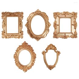 Frames 5 Pcs Po Small Golden European Style Picture Toy Decoration Resin For Desktop Adornment Baby