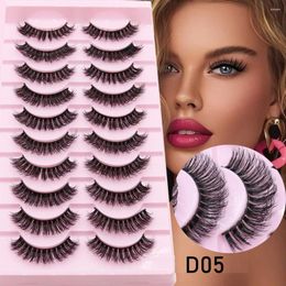 False Eyelashes 10pairs Natural Thick & Curly 17mm 3d Fluffy Slim Soft For Daily Party Makeup