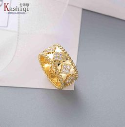 Rings Kaleidoscope Ring Female Minority Design Sense of Fashion Simple Clover Jewellery Plated Rose Gold2930730