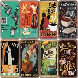 Vintage Coffee Poster Metal Tin Signs Cappuccino Coffee Bean Cup Licence Plate Workshop Dining Room Cafe Bar Home Wall Decor
