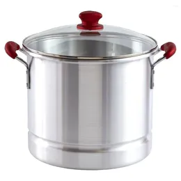 Double Boilers 32qt Aluminum Steamer Pot - Ideal For TamalesSeafood Lobster Glass Lid Easy Steam Cooking Durable & Versatile Red