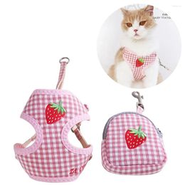 Cat Carriers Dog Harness And Leash Set Breathable Adjustable Snack Bag Pet For Small Medium Cats Vest Supplies Accessories