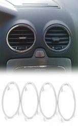 4PCS For Ford Focus 2 20052013 air conditioning ABS chrome trim outlet decoration circle ring auto accessories9400471