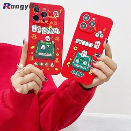 For IQOO Neo 8 5 Pro 3 Neo 7 6 SE IQOO Z8X Z8 Z6 Z5 U5 Z7X Z1X 7 5 Pro 3 Phone Case New Year Spring Festival Mahjong Soft Cover