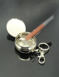 Pocket Cigarette Ashtray Watch Style Keychain Ashtrays Mini Round Stainless Steel Metal Outdoors Ash Tray Box Smoking Accessories2576779