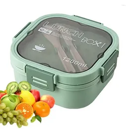 Dinnerware Lunch Box Containers Silicone 1200ML Microwavable Bento Leak Proof Sealing Container