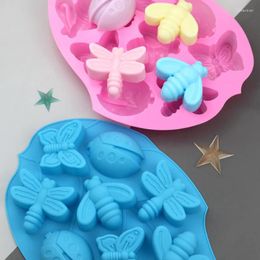Baking Moulds 8-cavity Flowers Insects Dragonflies Cake Molds Silicone Handmade Soap Kitchen
