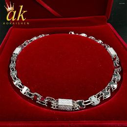 Chains Aokaishen 15MM Block Chain Hip Hop Choker Necklace Iced Out Micro Pave Cubic Zirconia Gold Colour Link Fashion Punk Jewellery