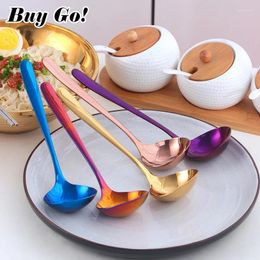 Spoons 1/2Pcs Long Handle Small Soup Spoon Ladle Home Kitchen Tableware Stainless Steel Scoop Kitchenware Cooking Utensils