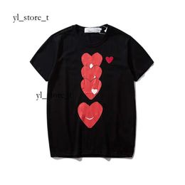 Play Fashion Mens T-shirts Designer Red Heart Shirt Casual Tshirt Cotton Embroidery Short Sleeve Summer T-shirt High Quality Playt Shirt Asian Sizes 3854