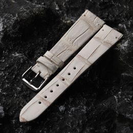 Handmade Crocodile Leather Strap 20 18 19MM Off-White Leather Quick Release, Soft Men's Bracelet Vintage Style