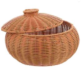 Mugs Hamper Multi-functional Storage Baskets Bread For Organising Woven Shelf Fruit With Lid