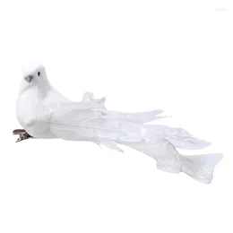 Garden Decorations 1Pc Beautiful Simulation Foam Curly-feather Bird White Feather Props And Crafts Ornaments Christmas Decoration