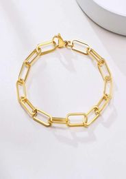 Dainty Adjustable 316L Stainls Steel 14K Gold Plated Waterproof And Never Tarnish Jewellery PaperClip Chain Bracelet For Women7841286