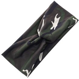 Women Yoga Sports Headband Camouflage Print Wicking Hairband Twisted Knot Turban