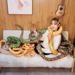 110-300CM Real Life Snake Plush Toy Giant Boa Cobra Long Snake Stuffed Snake Plush Red Yellow Blue Green Creative Decor Gift