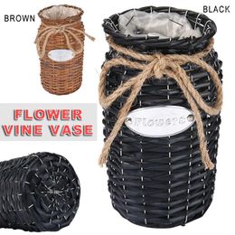Vases Wicker High Floor Flowerpot Handmade Flower Basket Weddings Gadget Decoration For Living Room Coffee Shop