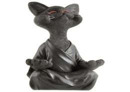 Whimsical Black Buddha Cat Figurine Meditation Yoga Collectible Happy Decor Art Sculptures Garden Statues Home Decorations6478060