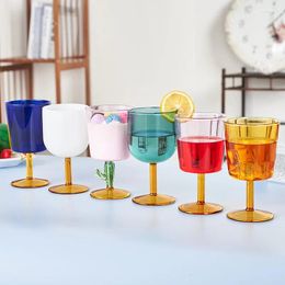 Wine Glasses 1 Piece 250ml Two Tone Teal Amber Pink Blue White Short Stemmed Red Stemware Cute Goblet Cups