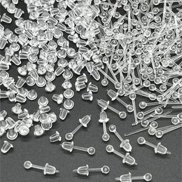 200/400pcs Clear Black Ball Piercing Earrings Clear Ear Pins Resin Backs DIY Accessories Jewelry Making Supplies Deco Parts