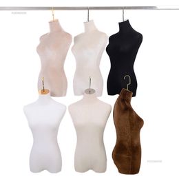 Suede Suspend Mannequins Display Stand Women's Clothing Store Half-length Mannequin Window Display Stand Bridal Shop Fake Model